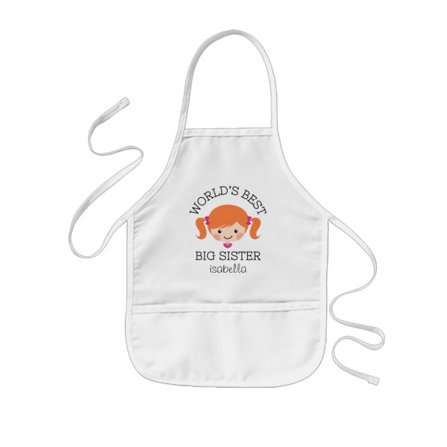 Worlds best big sister red hair personalized kids apron (Front)