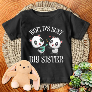 World's Best Big Sister   White Text 🐼Pandas Baby T-Shirt