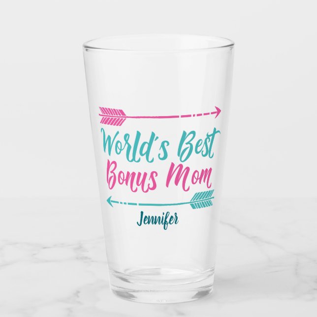 World's Best Bonus Mom Custom Glass (Front)
