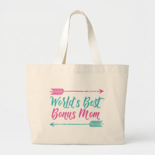 World's Best Bonus Mom Large Tote Bag