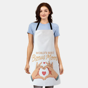 World's Best Bonus Mom Stepmom   Heart Hands Gift Apron