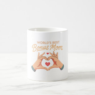 World's Best Bonus Mom Stepmom   Heart Hands Gift Coffee Mug