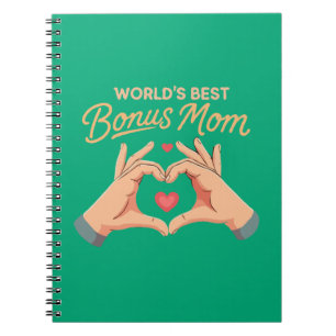 World's Best Bonus Mom Stepmom Heart Hands Gift Notebook