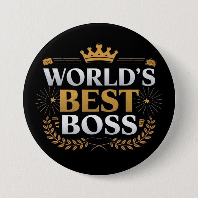 world's best boss 3 inch round button (Front)