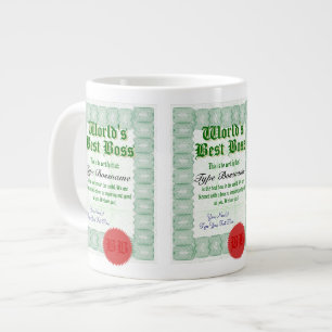 World's Best Boss Award Certificate Jumbo Mug