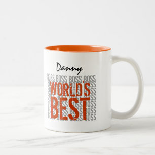 World's Best Boss Grunge Lettering Custom Name B2A Two-Tone Coffee Mug