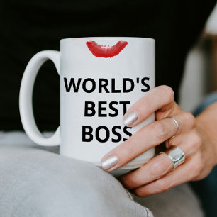 World's Best Boss Lipstick Gift for Her Coffee Mug
