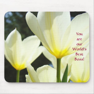 World's Best Boss! mousepad Yellow Tulips