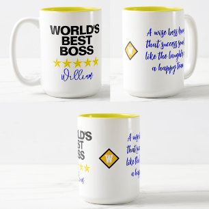 World's Best Boss (Name & Humour) Office Coffee Mu Two-Tone Coffee Mug