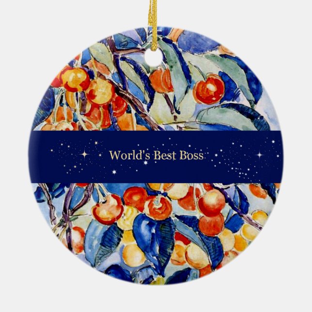 World's Best Boss (Theo van Rysselberghe artwork) Ceramic Ornament (Back)