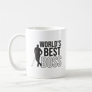 World's best boss with a golf player coffee mug