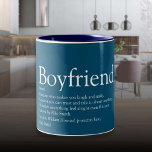 World's Best Boyfriend Ever Definition Blue Two-Tone Coffee Mug<br><div class="desc">Personalise for the world's best boyfriend ever to create a unique gift. A perfect way to show him how amazing he is every day. Designed by Thisisnotme©</div>