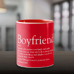 World's Best Boyfriend Ever Definition Red Two-Tone Coffee Mug<br><div class="desc">Personalize for the world's best boyfriend ever to create a unique gift. A perfect way to show him how amazing he is every day. You can even customize the background to their favourite colour. Designed by Thisisnotme©</div>