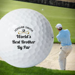 World's Best Brother By Par Fun Custom Name Set Golf Balls<br><div class="desc">Celebrate a golf-loving brother with a fun set of golf balls! This editable template is personalized with a name, and features crossed golf clubs, and the phrase "World's Best Brother By Par". The text can be customized for a different recipient. Printed colours: gold, black and white. Different sized packs are...</div>