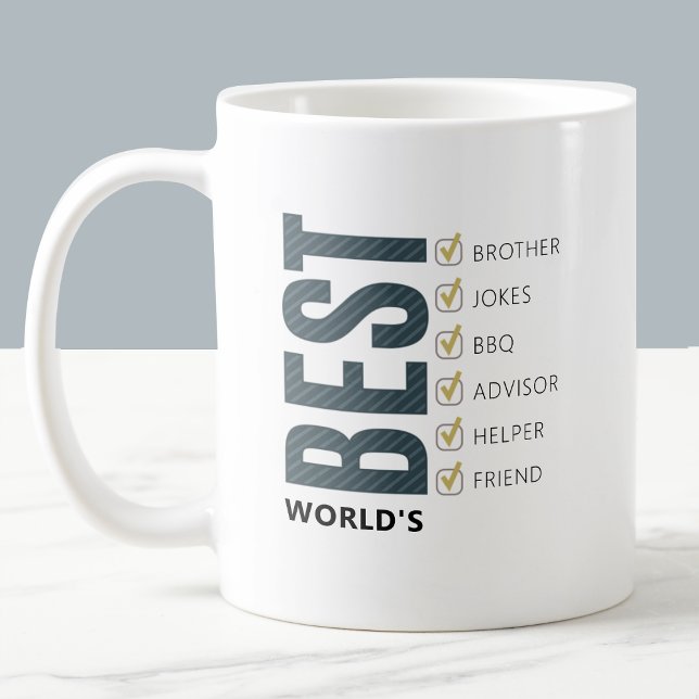 Worlds Best Brother Customizable Checklist Coffee Mug (Creator Uploaded)