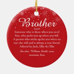 World's Best Brother Definition Photo Christmas Ceramic Ornament
