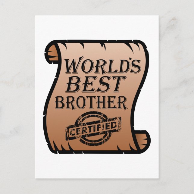 World's Best Brother Funny Certificate Postcard (Front)