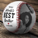 World's Best Brother Photo Baseball<br><div class="desc">Personalized sibling baseball gift featuring the name of the recipient, the saying "world's best brother", a cute red heart, and the name of who it's from. Plus 2 photos for you to customize with your own to make this an extra special gift.</div>