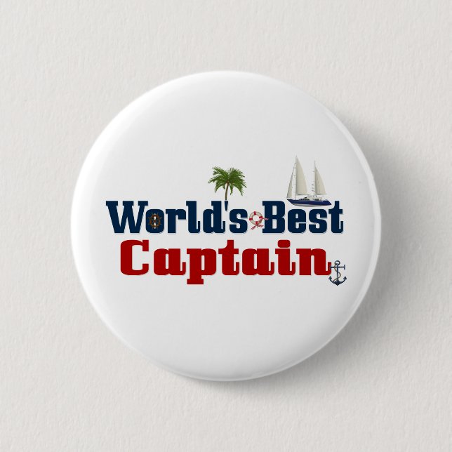 Worlds Best Captain 2 Inch Round Button (Front)