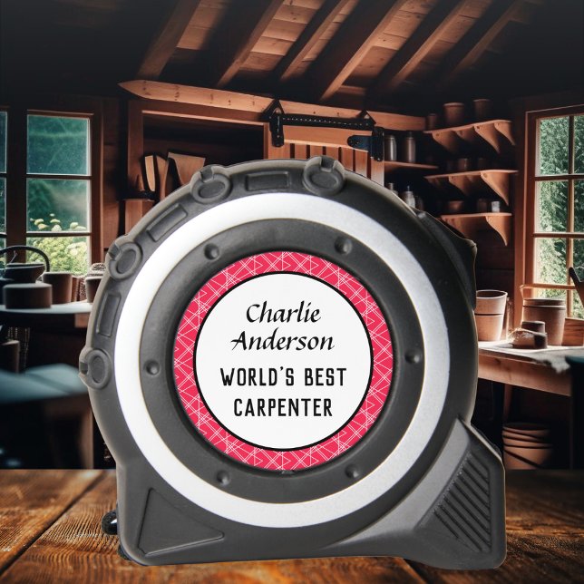 World's Best Carpenter Woodwork Themed 1 (A personalized tape measure with 'World's Best Carpenter' caption)