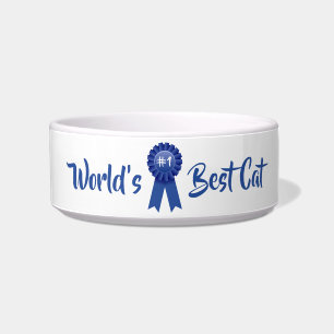 World's Best Cat, #1 Blue Ribbon Pet Bowl