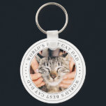 World's Best Cat Dad Classic Simple Photo Keychain<br><div class="desc">This simple and classic design is composed of serif typography and add a custom photo.</div>