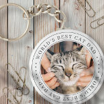 World's Best Cat Dad Classic Simple Photo Keychain<br><div class="desc">This simple and classic design is composed of serif typography and add a custom photo.</div>