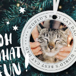 World's Best Cat Dad Classic Simple Photo Metal Ornament<br><div class="desc">This simple and classic design is composed of serif typography and add a custom photo.</div>