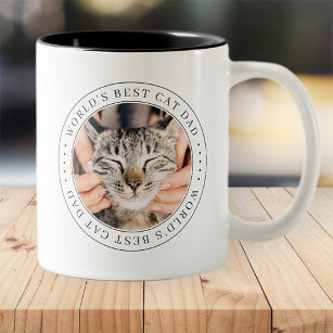 World's Best Cat Dad Classic Simple Photo Two-Tone Coffee Mug