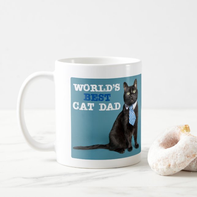 World's Best Cat Dad  Coffee Mug (With Donut)