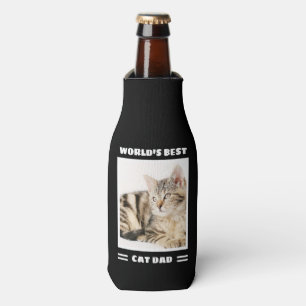 World's Best Cat Dad Custom Photo Personalized Bottle Cooler