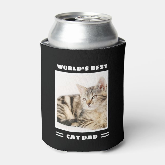 World's Best Cat Dad Custom Photo Personalized Can Cooler (Can Front)