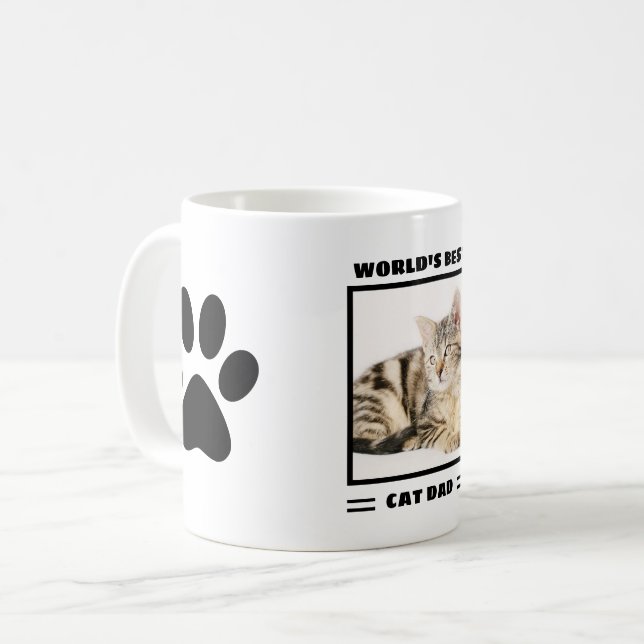 World's Best Cat Dad Custom Photo Personalized Coffee Mug (Front Left)