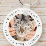 World's Best Cat Dad Elegant Simple Custom Photo Keychain<br><div class="desc">This simple and classic design is composed of serif typography and add a custom photo.</div>