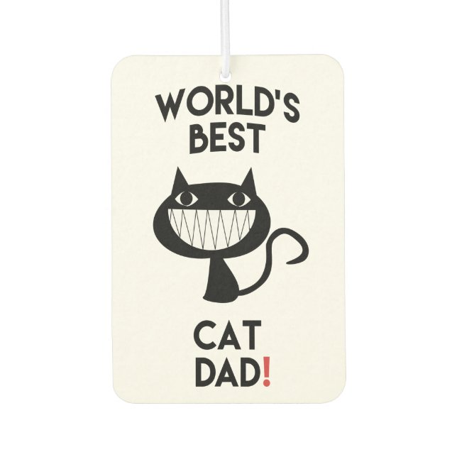 World's Best Cat Dad | Fun Cat Cartoon Air Freshener (Front)