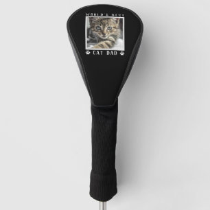 World's Best Cat Dad Paw Prints Pet Photo Black Golf Head Cover