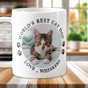 World's Best Cat Dad Paw Prints Pet Photo Coffee Mug