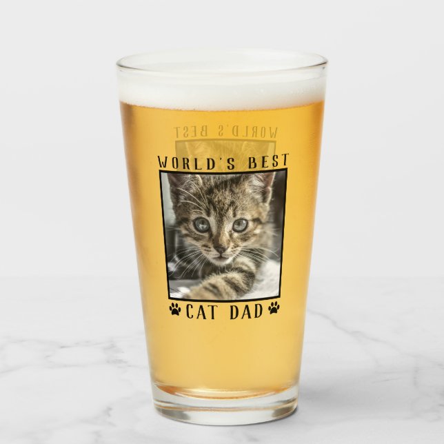 World's Best Cat Dad Paw Prints Pet Photo Frame Glass (Front Filled)
