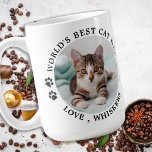 World's Best Cat Dad Personalized Pet Photo Coffee Mug<br><div class="desc">World's Best Cat Dad ... Surprise your favourite Cat Dad this Father's Day, Christmas or his birthday with this super cute custom pet photo mug. Customize this cat dad mug with your cat's favourite photos, and name. Double sided - you can different photos on each side or the same, up...</div>