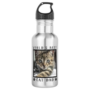 World's Best Cat Dad Pet Photo Paw Prints 532 Ml Water Bottle