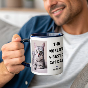 Worlds Best Cat Dad Photo Navy Mug