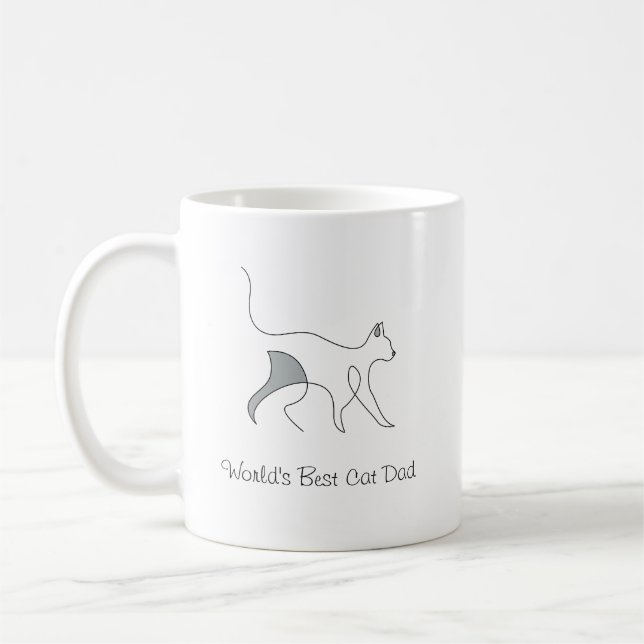 World's Best Cat Dad Simple Elegant Personalized Coffee Mug (Left)