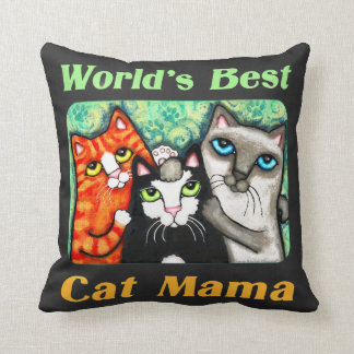 World's Best Cat Mom Chalkboard Kitty Pillow