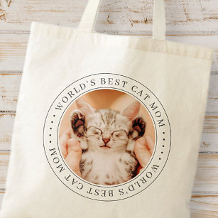 World's Best Cat Mom Classic Simple Photo Tote Bag