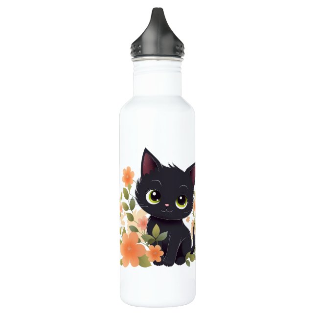 World's Best Cat Mom Cute Black Kitten 710 Ml Water Bottle (Left)