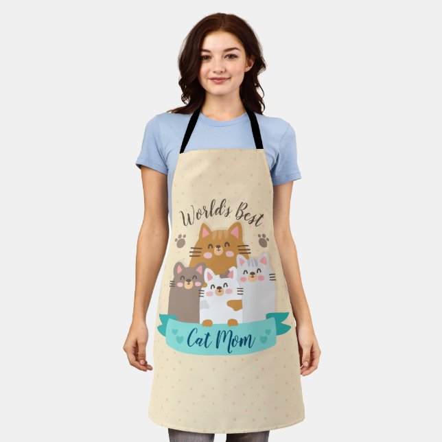 World's Best Cat Mom - Cute Kittens Apron (Worn)