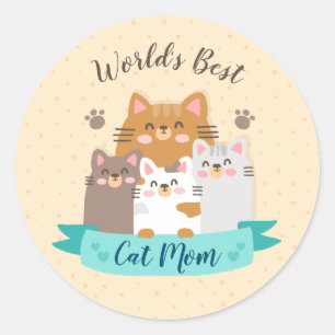 World's Best Cat Mom - Cute Kittens Classic Round Sticker
