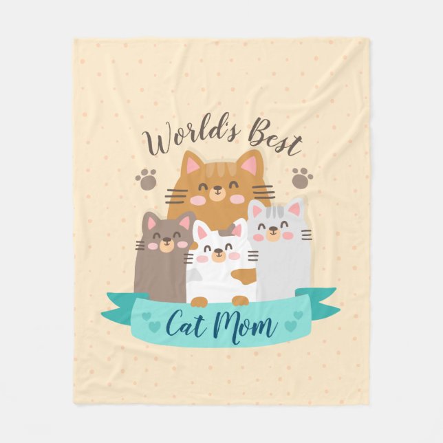 World's Best Cat Mom - Cute Kittens Fleece Blanket (Front)