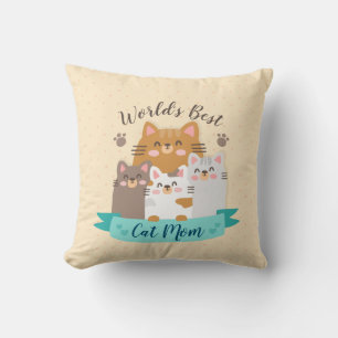 World's Best Cat Mom - Cute Kittens Throw Pillow