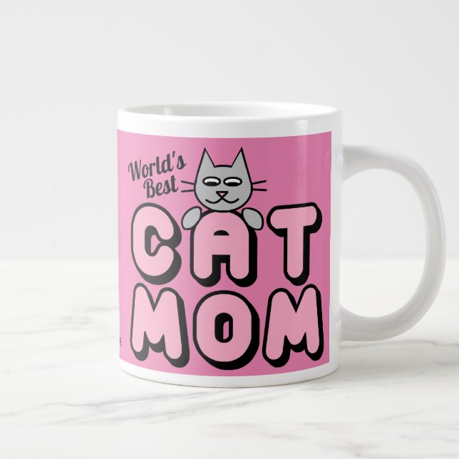 World's Best Cat Mom Cute Large Coffee Mug (Right)